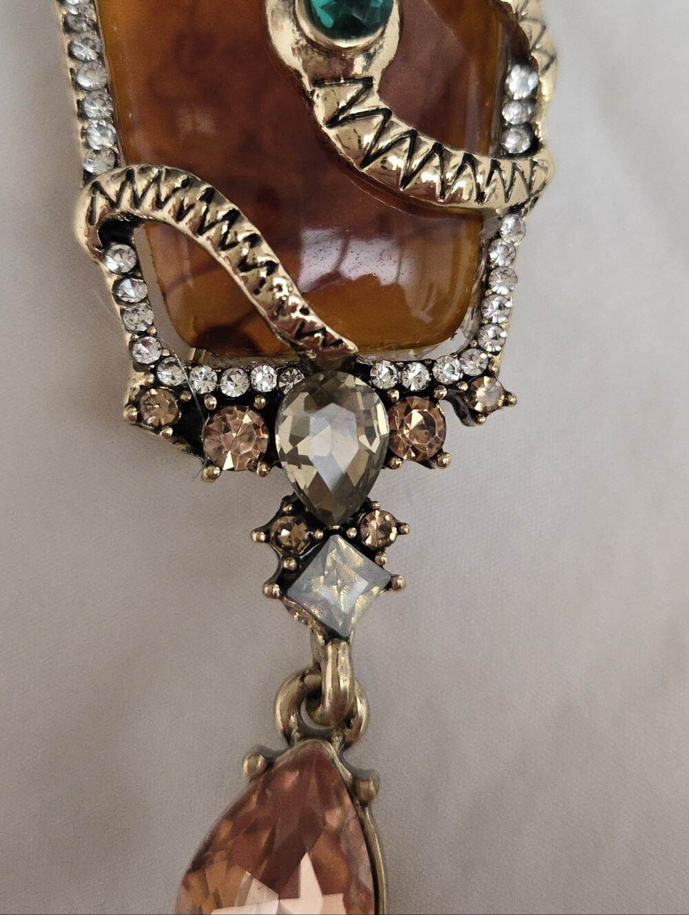 NWOT Vintage Style Amber & Crystal Snake Brooch - Picture 4 of 9